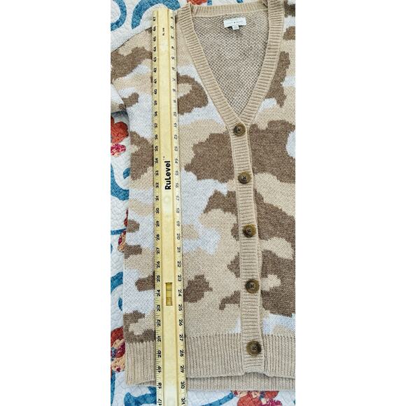 NWT Lucky Brand Sz S Tan Brn Camo 5 Button Up Cardigan Wool Blend MSRP $80 - Picture 8 of 9